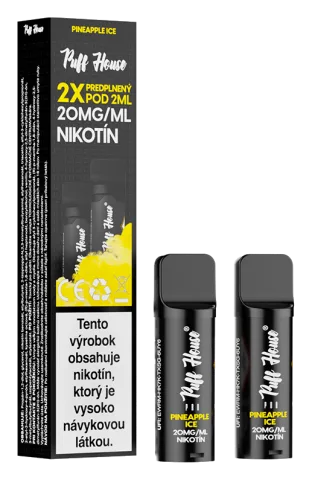 Predplnený POD Puff House 2ks, Pineapple Ice, Nikotín 20mg/ml