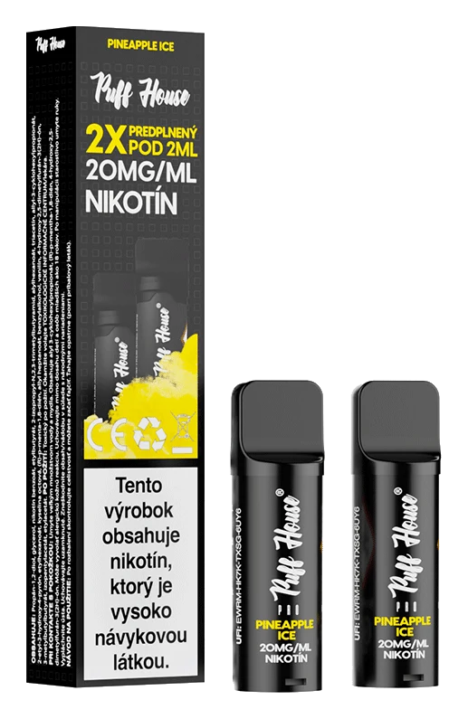 Predplnený POD Puff House 2ks, Pineapple Ice, Nikotín 20mg/ml