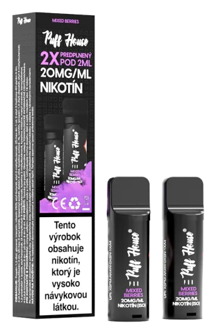 Predplnený POD Puff House 2ks, Mixed Berries, Nikotín 20mg/ml