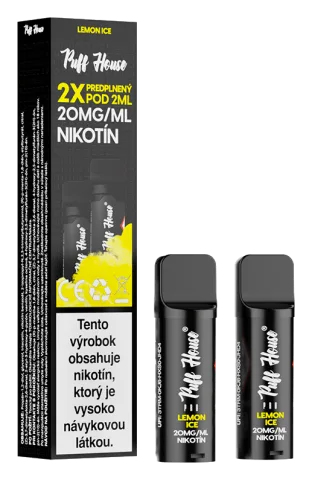 Predplnený POD Puff House 2ks, Lemon Ice, Nikotín 20mg/ml