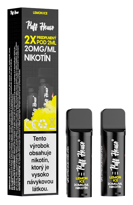 Predplnený POD Puff House 2ks, Lemon Ice, Nikotín 20mg/ml