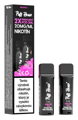 Predplnený POD Puff House 2ks, Melon Ice, Nikotín 20mg/ml