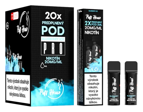 Predplnený POD Puff House 2ks, Blueberry Ice, Nikotín 20mg/ml