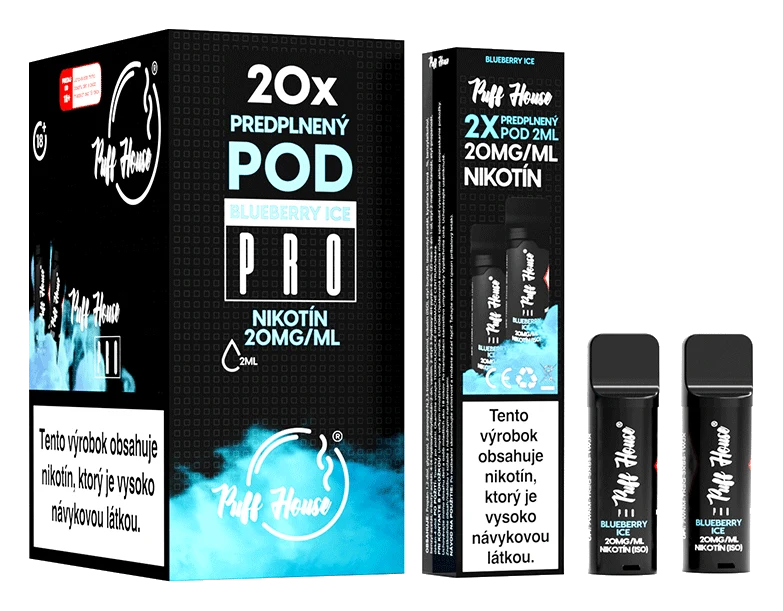Predplnený POD Puff House 2ks, Blueberry Ice, Nikotín 20mg/ml