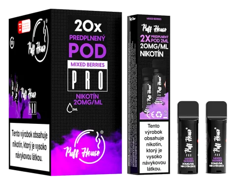 Predplnený POD Puff House 2ks, Mixed Berries, Nikotín 20mg/ml