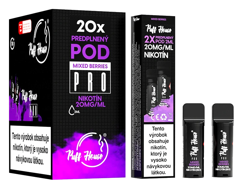 Predplnený POD Puff House 2ks, Mixed Berries, Nikotín 20mg/ml