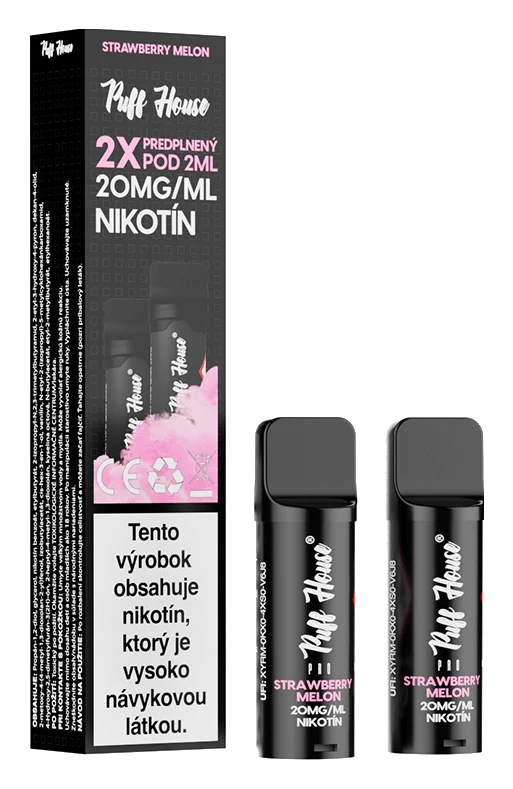 Predplnený POD Puff House 2ks, Strawberry Melon, Nikotín 20mg/ml