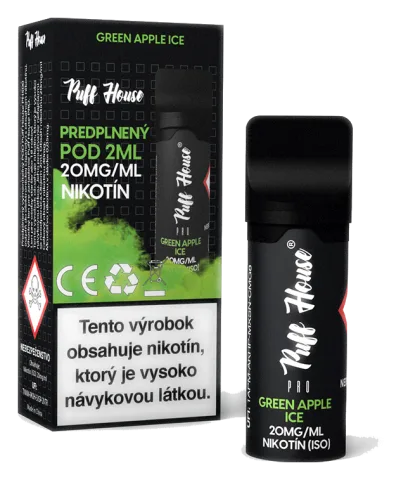 Predplnený POD Puff House, Green Apple Ice, Nikotín 20mg/ml