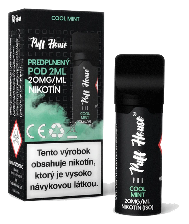 Predplnený POD Puff House, Cool Mint, Nikotín 20mg/ml