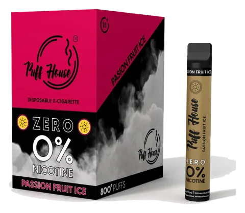 Jednorazová e-cigareta Puff House, Pasion Fruit Ice ZERO 800+