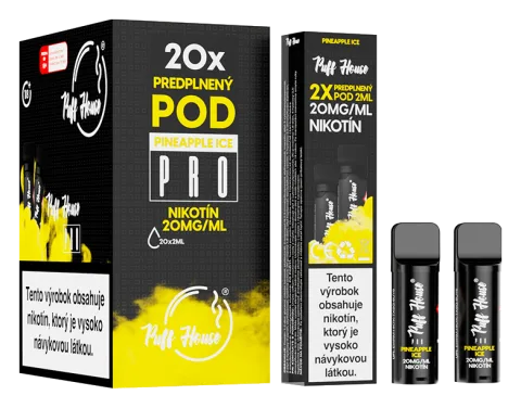Predplnený POD Puff House 2ks, Pineapple Ice, Nikotín 20mg/ml
