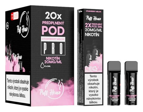 Predplnený POD Puff House 2ks, Strawberry Melon, Nikotín 20mg/ml