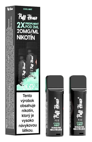 Predplnený POD Puff House 2ks, Cool Mint, Nikotín 20mg/ml