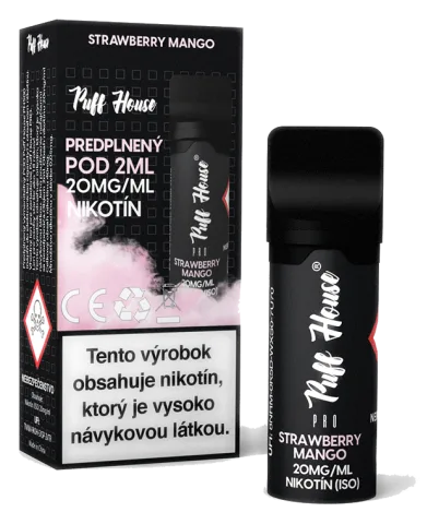 Predplnený POD Puff House, Strawberry Mango, Nikotín 20mg/ml