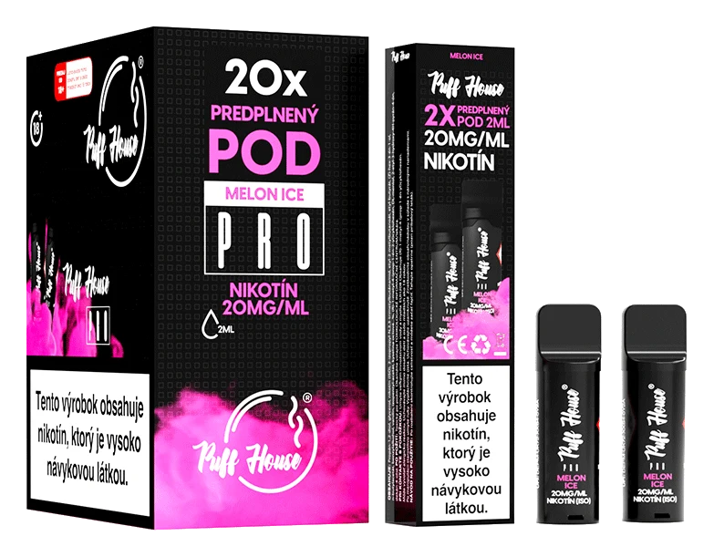 Predplnený POD Puff House 2ks, Melon Ice, Nikotín 20mg/ml