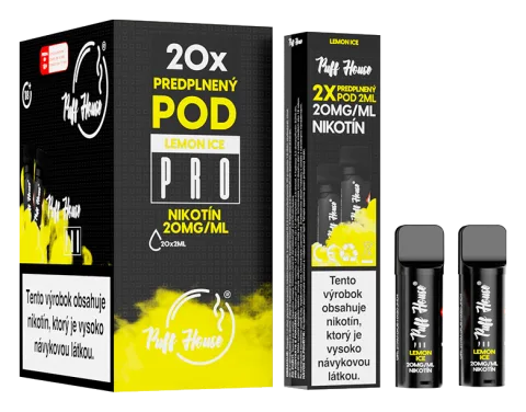 Predplnený POD Puff House 2ks, Lemon Ice, Nikotín 20mg/ml