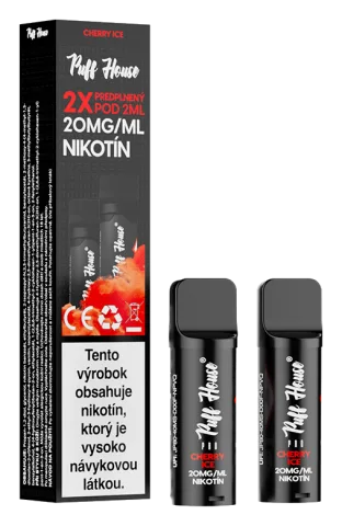 Predplnený POD Puff House 2ks, Cherry Ice, Nikotín 20mg/ml