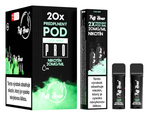 Predplnený POD Puff House 2ks, Cool Mint, Nikotín 20mg/ml