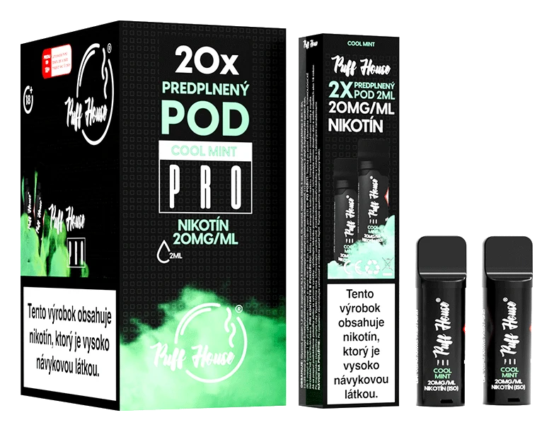 Predplnený POD Puff House 2ks, Cool Mint, Nikotín 20mg/ml