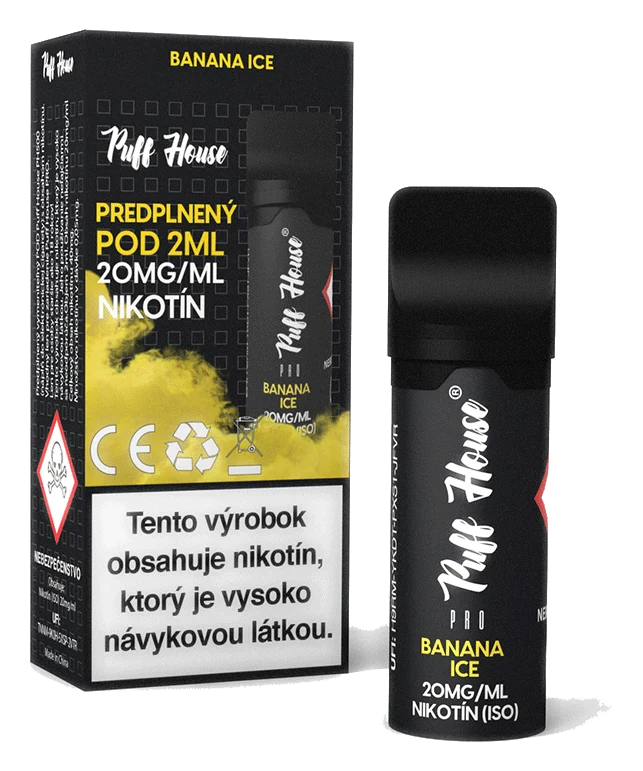Predplnený POD Puff House, Banana Ice, Nikotín 20mg/ml