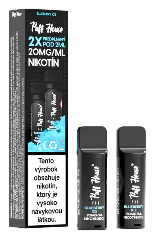 Predplnený POD Puff House 2ks, Blueberry Ice, Nikotín 20mg/ml